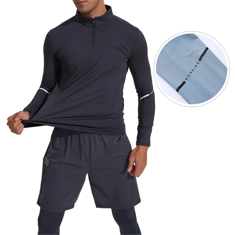 Lightweigt Running T-Shirts Quick Dry Men Marathon Jogging Long Sleeve T-shirt Breathable Training Exercise Fitness Tops