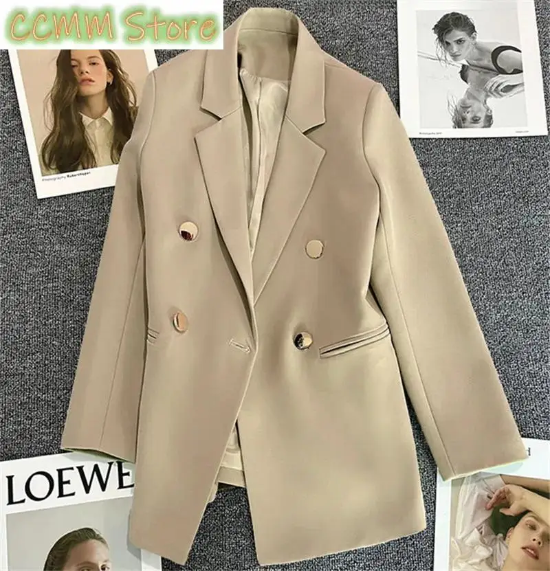 Green Metal Buckle Women's White Suit Jacket Casual Versatile High-end Feel Western-style Clothes Spring/autumn New