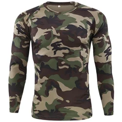 Camiseta de camuflaje para hombre, camiseta transpirable de manga larga de secado rápido, camisetas para deportes al aire libre, viaje, entrenamiento táctico, camisetas de caza