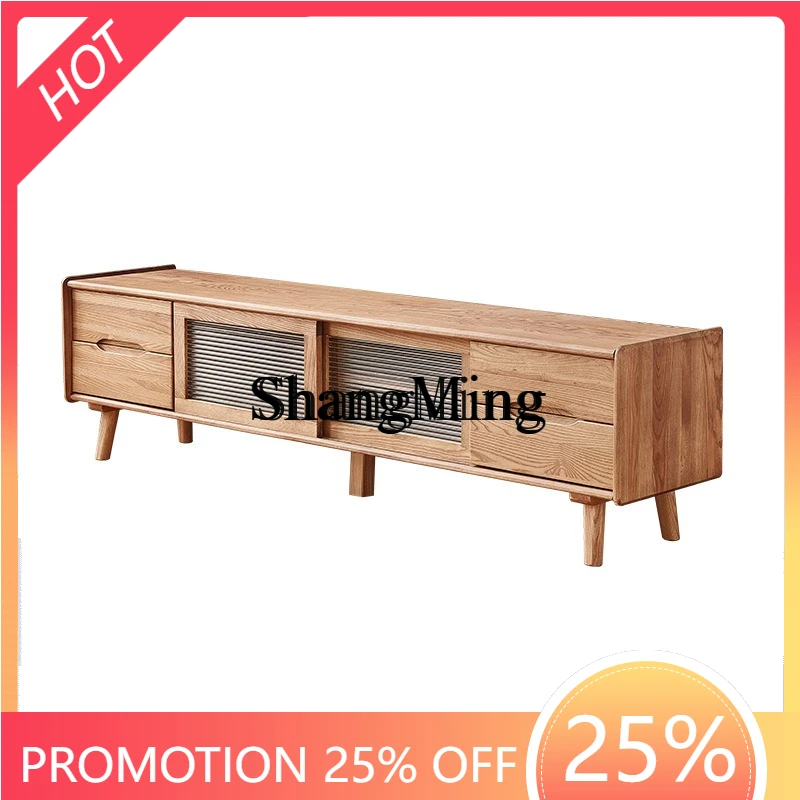 

ZYY household solid wood TV cabinet ash wood storage small apartment cabinet modern living room log furniture