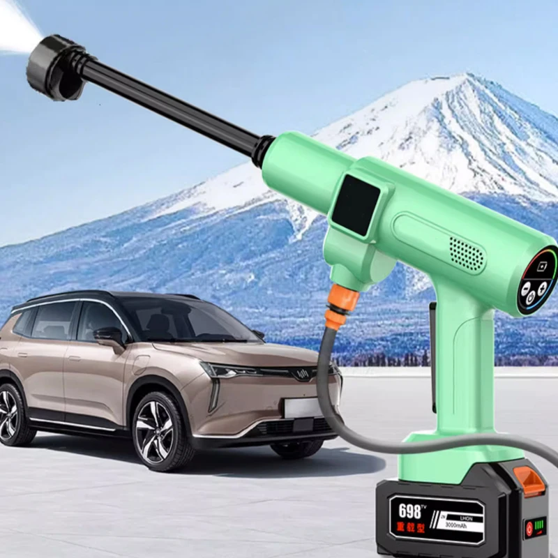 800W Brushless High Pressure Electric Car Wash Water Gun 21V Portable Rechargeable Garden Home 6 In 1 Cordless Cleaning Tools