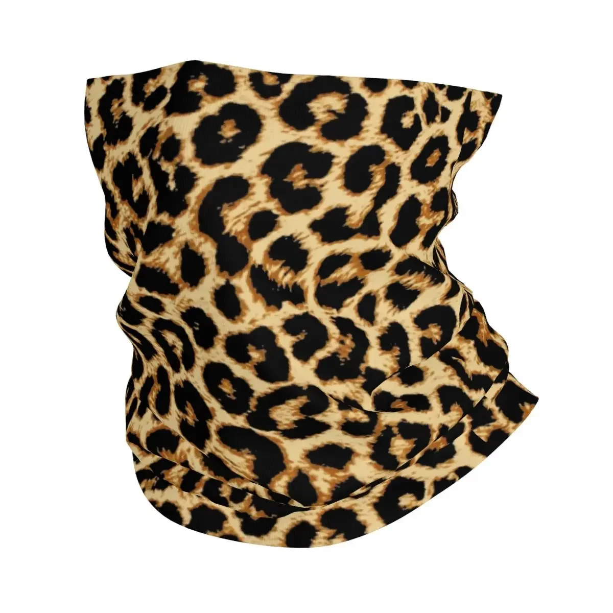 Leopard Fur Skin Texture Neck Gaiter Men Women UV Face Shield Winter Tropical Wild Animal Bandana Scarf for Cycling