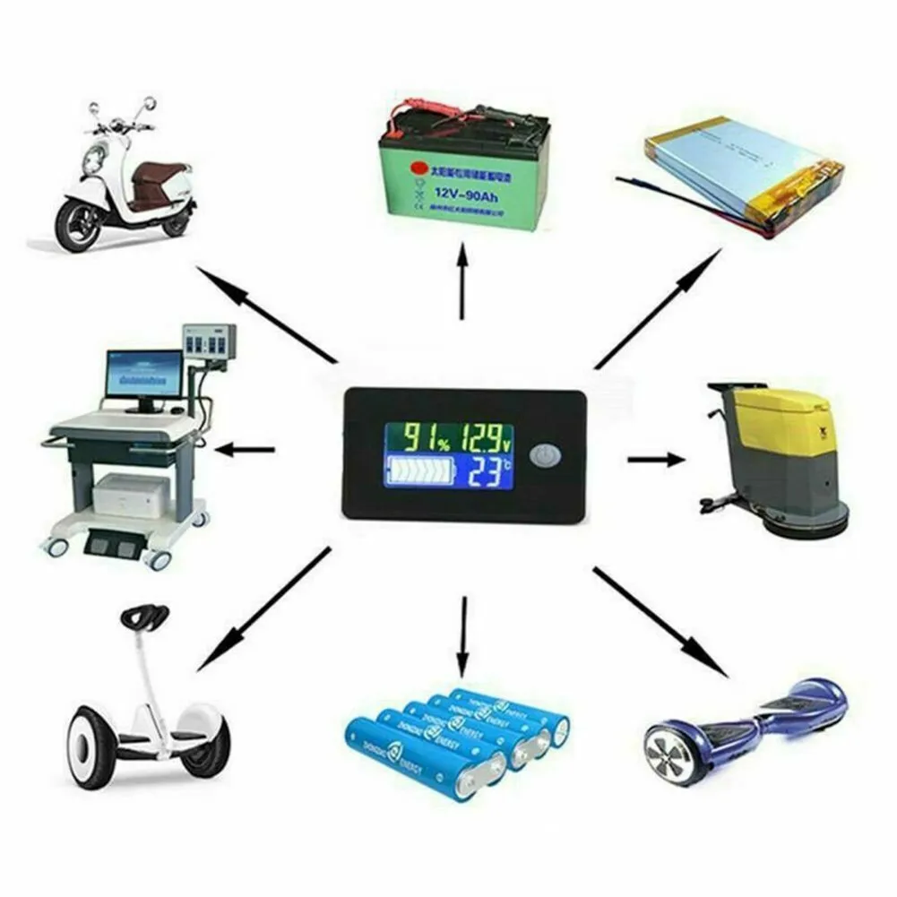 LCD Digital Display On off Switch ABS Multi-functional Battery Capacity Indicator Moniter Meter Work Equipment
