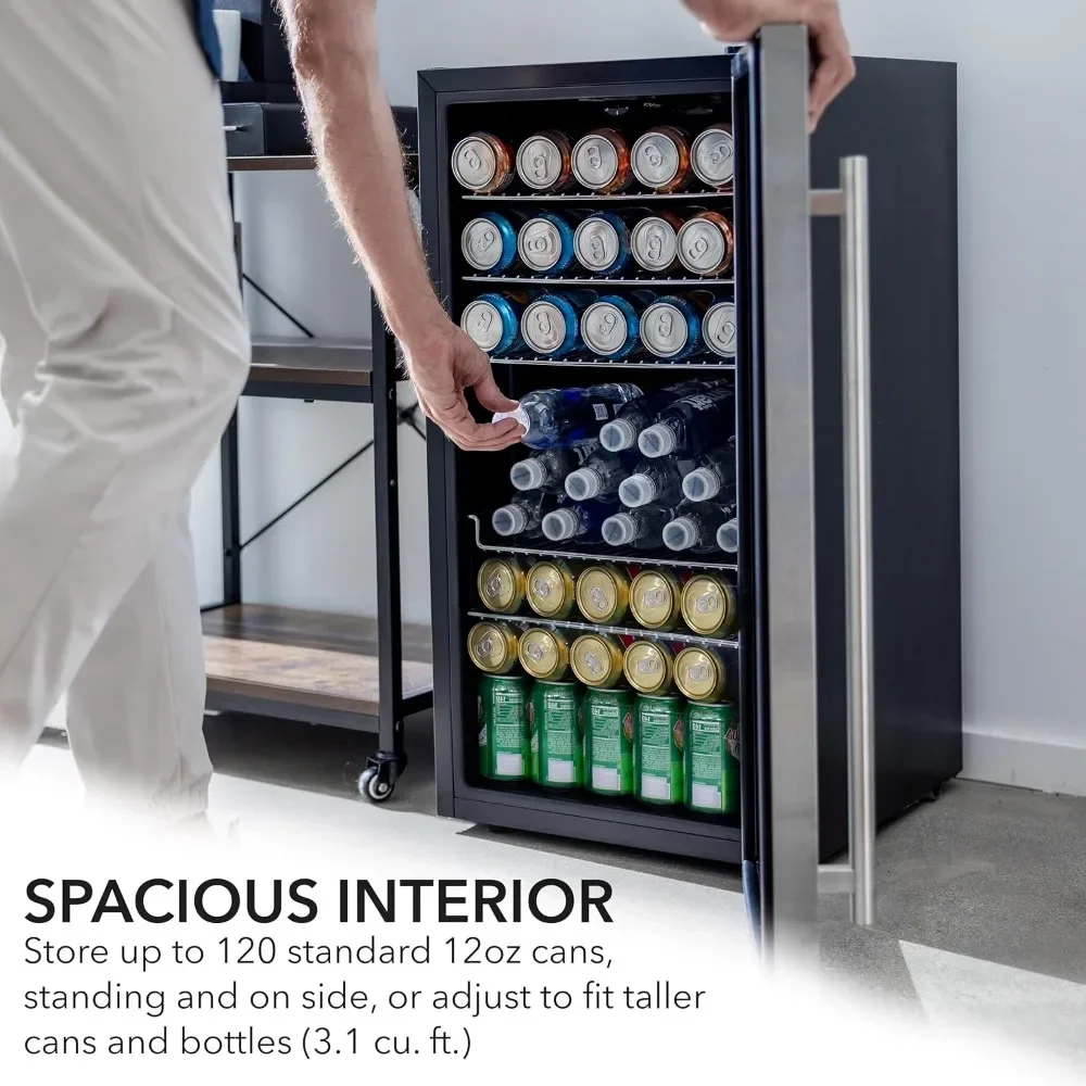 BS 120 يمكن السعة 3.1 متر مكعب. قدم ثلاجة ومبرد المشروبات، ثلاجة صغيرة مع باب زجاجي من الفولاذ المقاوم للصدأ