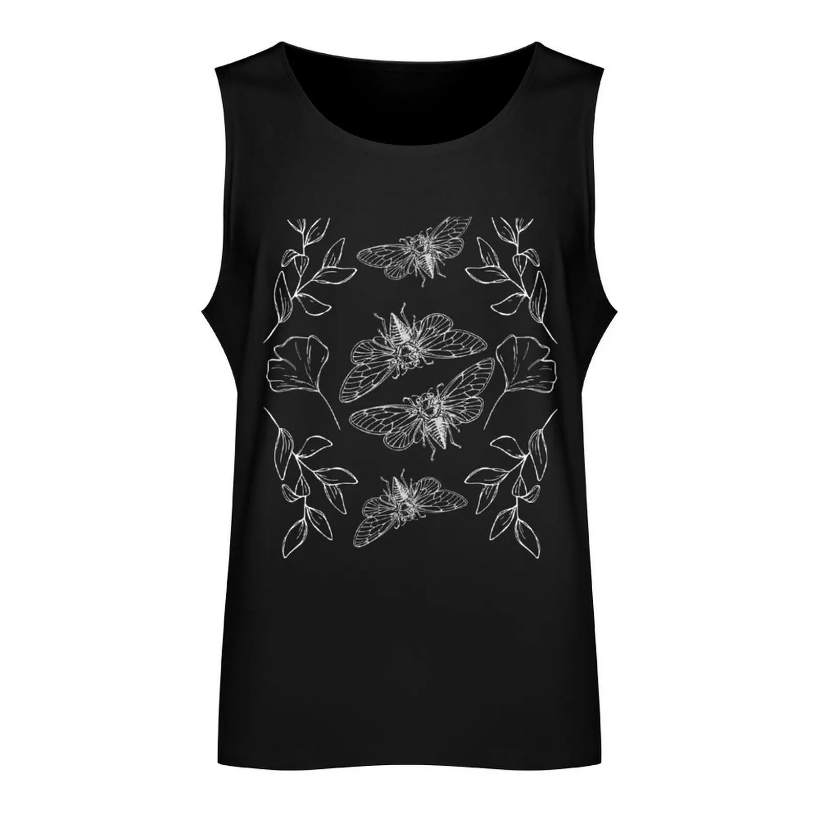 Cicada Sketch Print Tank Top basketball clothing singlet for men Top summer