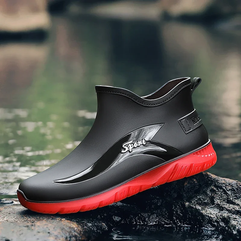 

2025 Men's Adult Waterproof Shoes Rain Boots Wear-resistant Rubber Shoes Fashion Kitchen Waders New Rain Shoes Short Tube