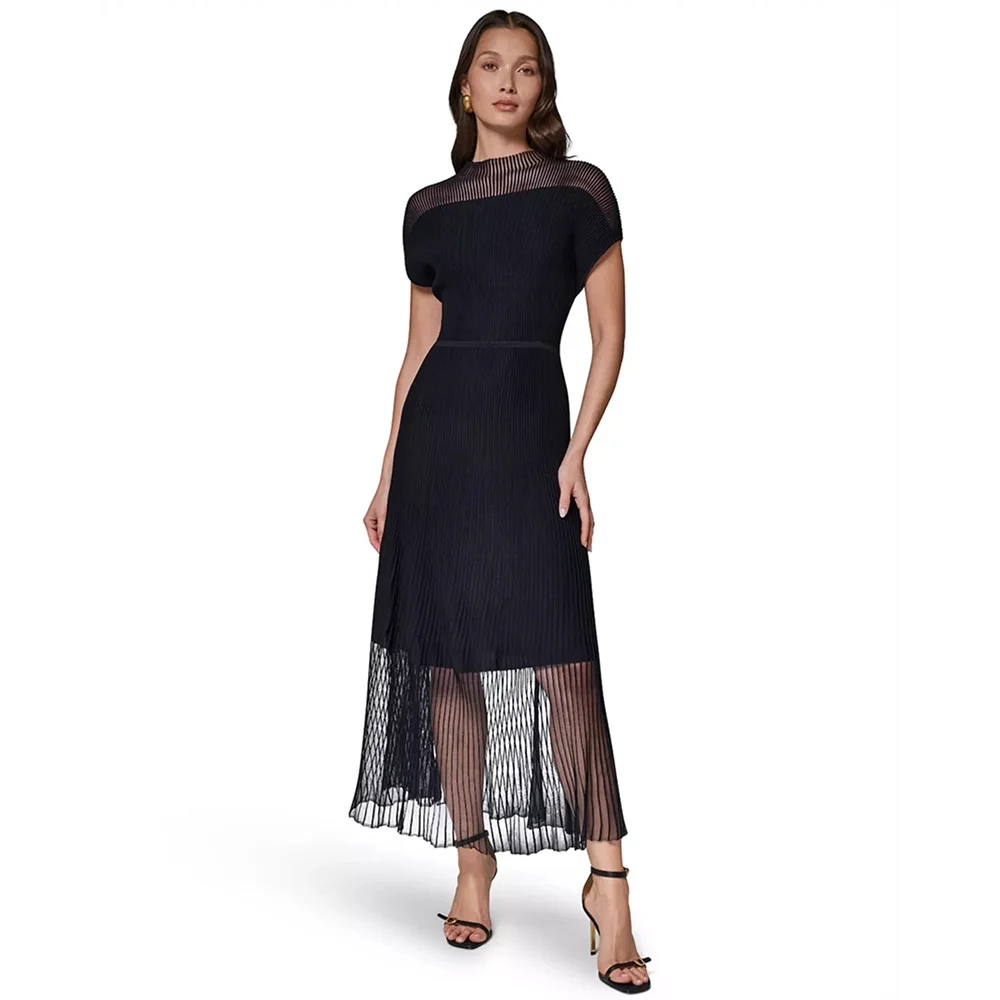 Women's Formal Evening Gowns Short Sleeve Party Prom Dress Ruched Slim Fit Evening Dresses Luxury vestidos de fiesta elegantes