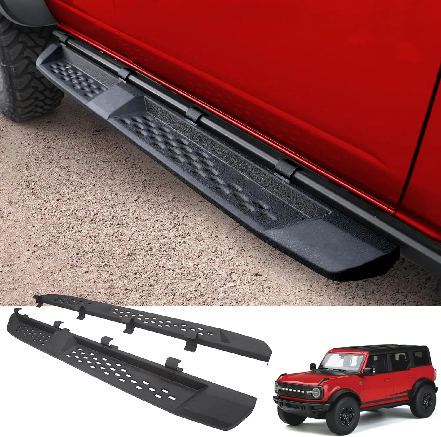 

Raptor Style Running Board for Ford Bronco 2021-2024 4-Door Accessories, Anti-Rust Coating Heavy-Duty Black Side Step Bar