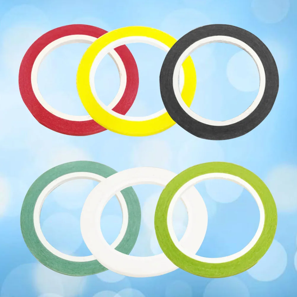 

6 Rolls Washi Paper Tapes Solid Color Adhesive Tape Gift Packaging Band for Kids Girls (Assorted Color)