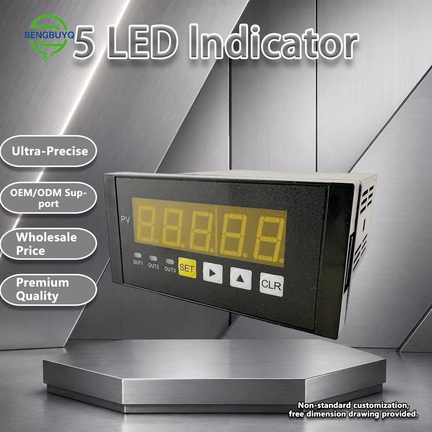 Panel Mount Load Cell Controller 5-Digit Red LED Display ±0.2% Accuracy Force Monitor for Industrial Automation