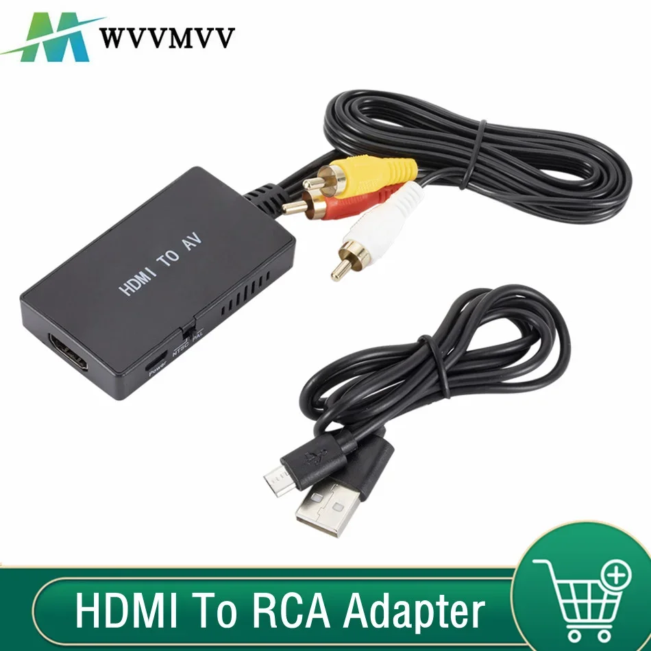 WvvMvv-convertidor compuesto de vídeo HDMI, compatible con RCA, 1080P, HDMI, adaptador escalador AV CVSB L/R, compatible con NTSC PAL