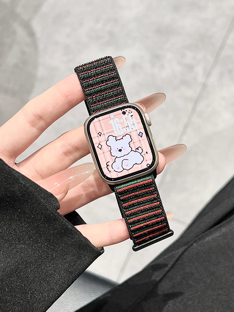 애플 워치 S11 10/9/8/7/6/SE 밴드용 나일론 루프 스트랩 42-46mm 40mm 44mm 45mm 41mm 스마트 벨트 팔찌 IWatch 울트라 49mm용