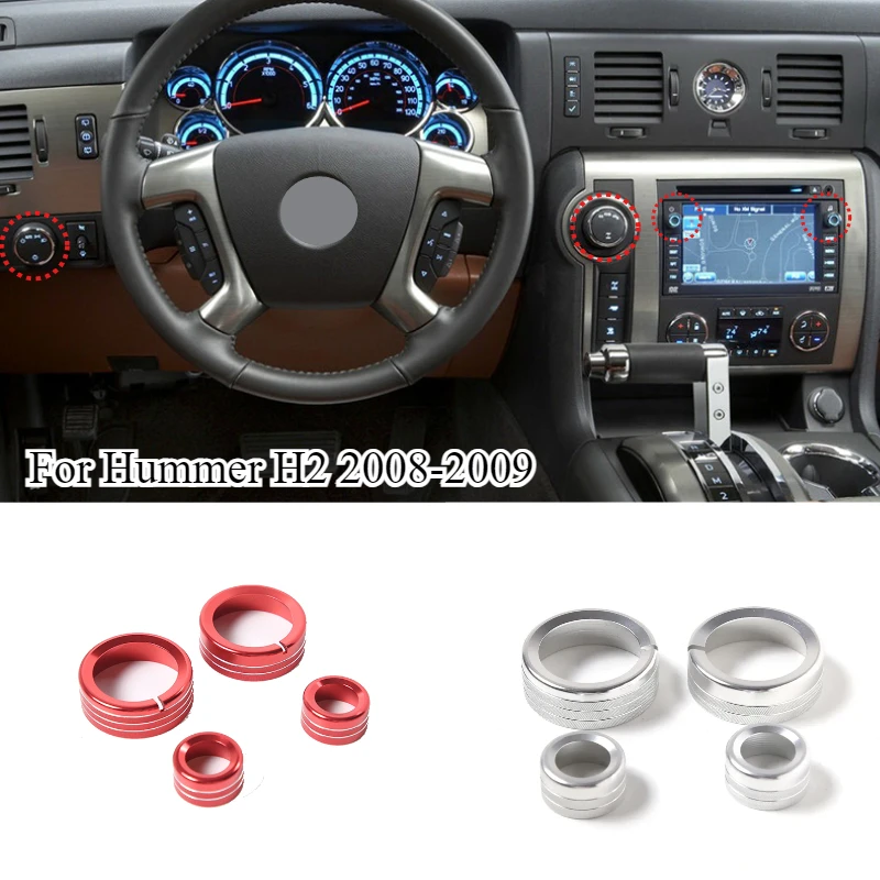 

Aluminum alloy Central control air conditioner volume knob ring For Hummer H2 2008-2009 car Interior accessories 4 Pcs