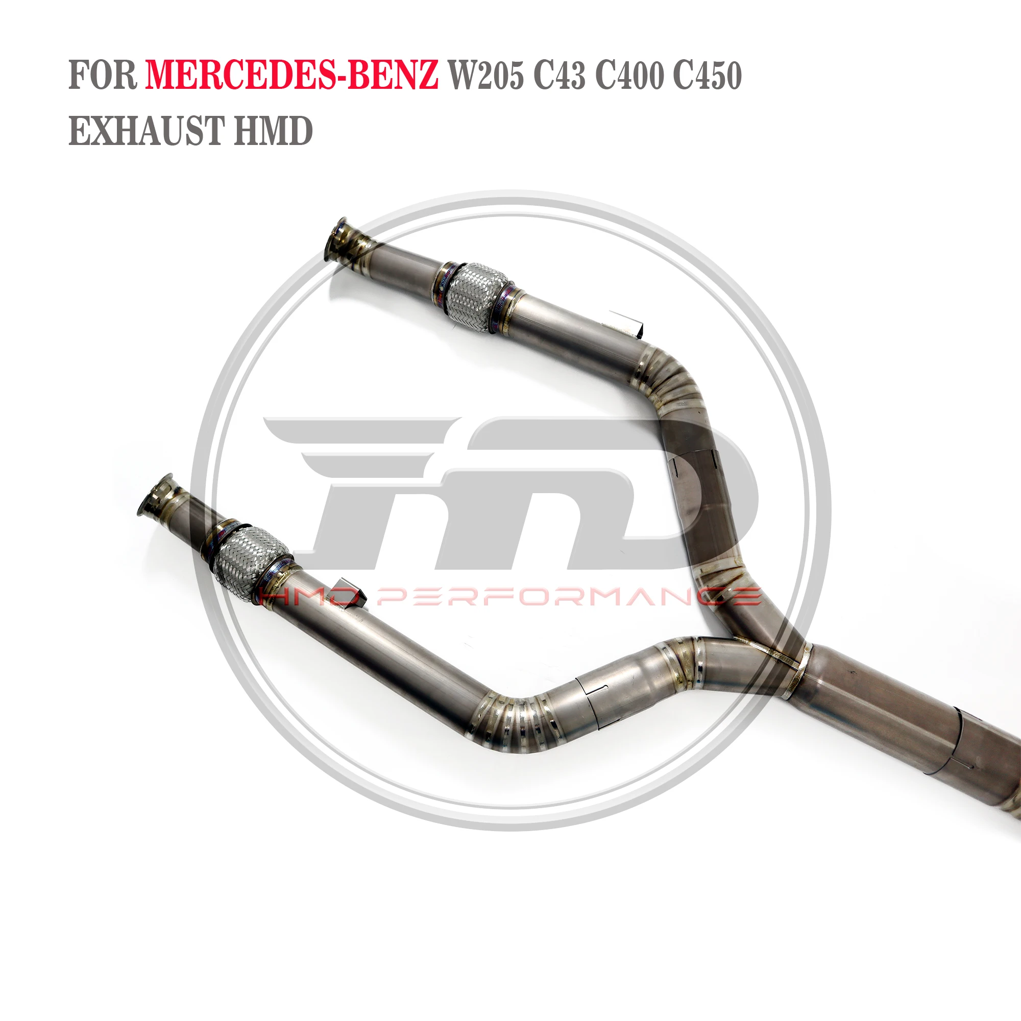 Hmd venda quente sistema de escape titânio desempenho catback escape para mercedes benz w205 c43 c400 c450 silenciador com válvula