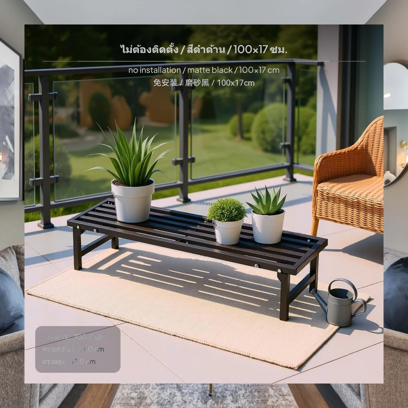 Matte Black Rack Multi Layer Foldable Ladder Shelf Metal Plant Stand for Balcony Living Room Storage