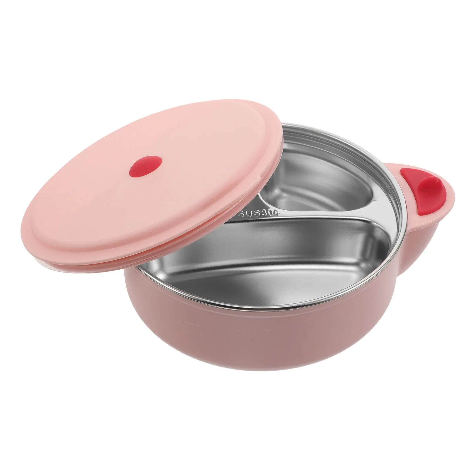 Stainless Steel Child Bowl Pink Baby Bowls Lids Suction Non-Slip Toddler Divided Plate Feeding Tableware Food Snacks Baby