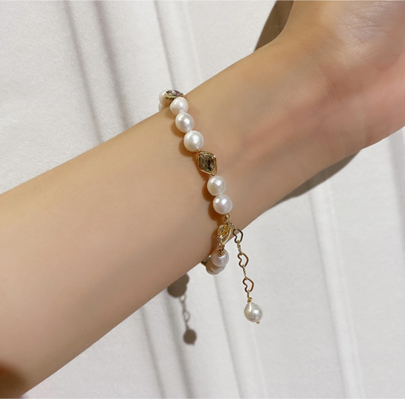 2022 new trend Alloy pearl faceted crystal pendant Adjustable Bracelets for women Fashion Jewelry