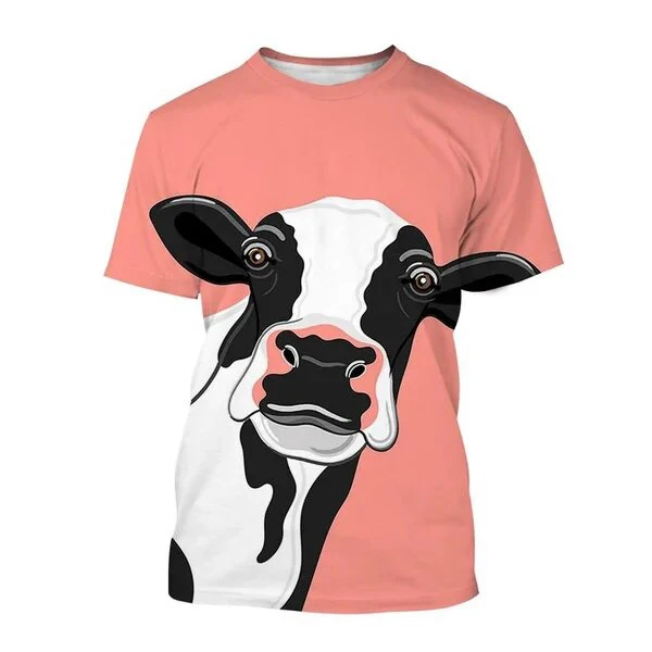 Summer Fashion New Cow 3D Print T-shirts Women Streetwear Casual Harajuku Short Sleeve T Shirt O-neck Kids Tees Tops Clothing