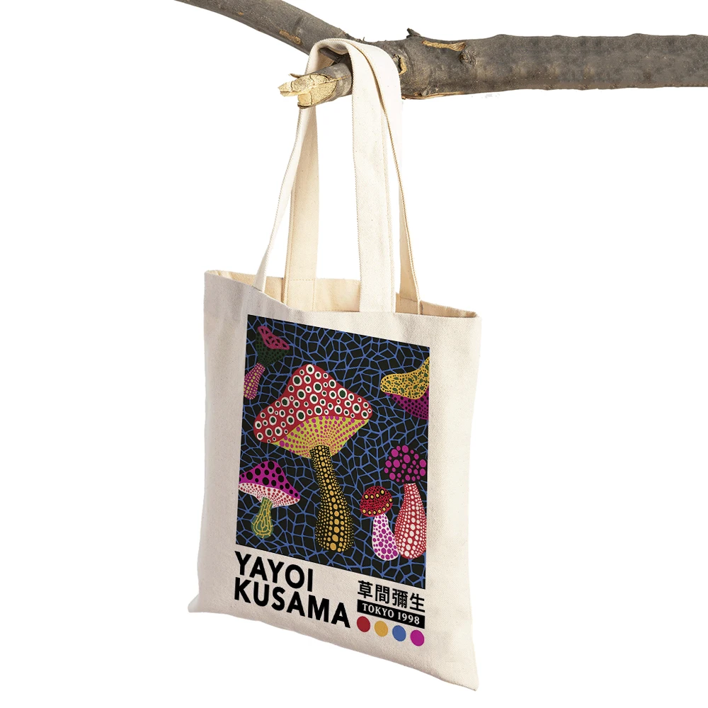 Yayoi Kusama Shopper Bag Mushroom Pumpkin Weird Mother-in-law Wave Dot Tote Handbag Fashion Art Casual Women Shopping Bags