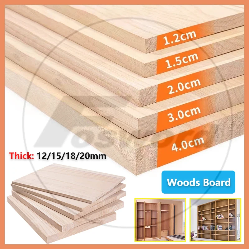

1PCS Solid Wood Sheet Paulownia Rectangle Board Thick 12mm -20mm for DIY Art Crafts Dollhouse 150x300,200x300,250x300,300x300mm