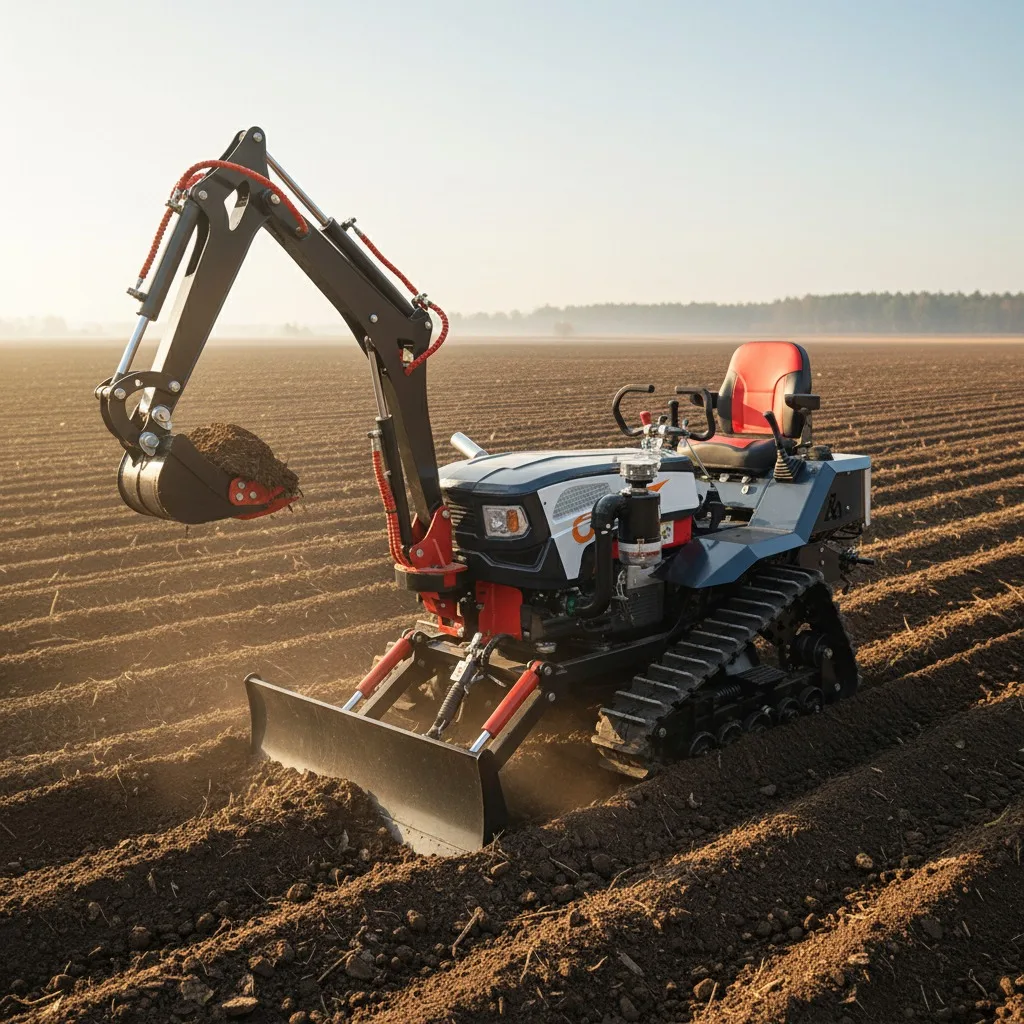 35HP Mini Farm Track Tractor Waterproof Crawler Tractor With Front Loader Digger Plow Trencher EPA