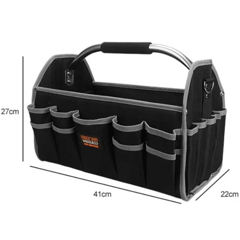 Bolsa de herramientas de tela Oxford 1680D, almacenamiento de herramientas de electricista, organizador multifuncional de gran capacidad, caja de herramientas portátil impermeable