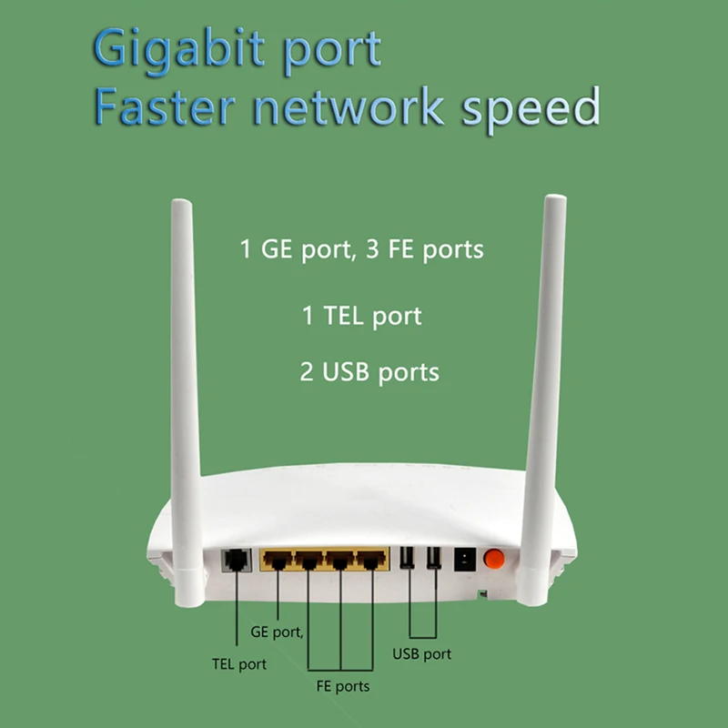 GM620 GPON ONT ONU  FTTH Dual Band 1GE+3FE+1POT+2USB 2.4G/5G WIFI English Version modem Secondhand No Power Supply