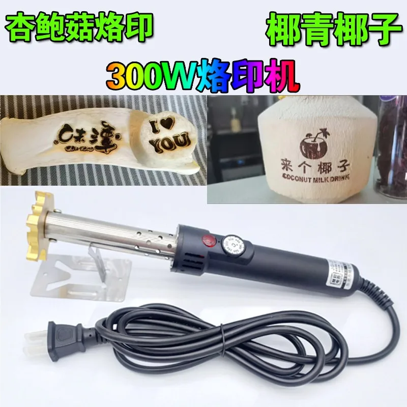 Coconut Pleurotus Eryngii 300W Adjustable Temperature Branding Machine Baking Cake Peel Wood Logo Copper Mold Customization