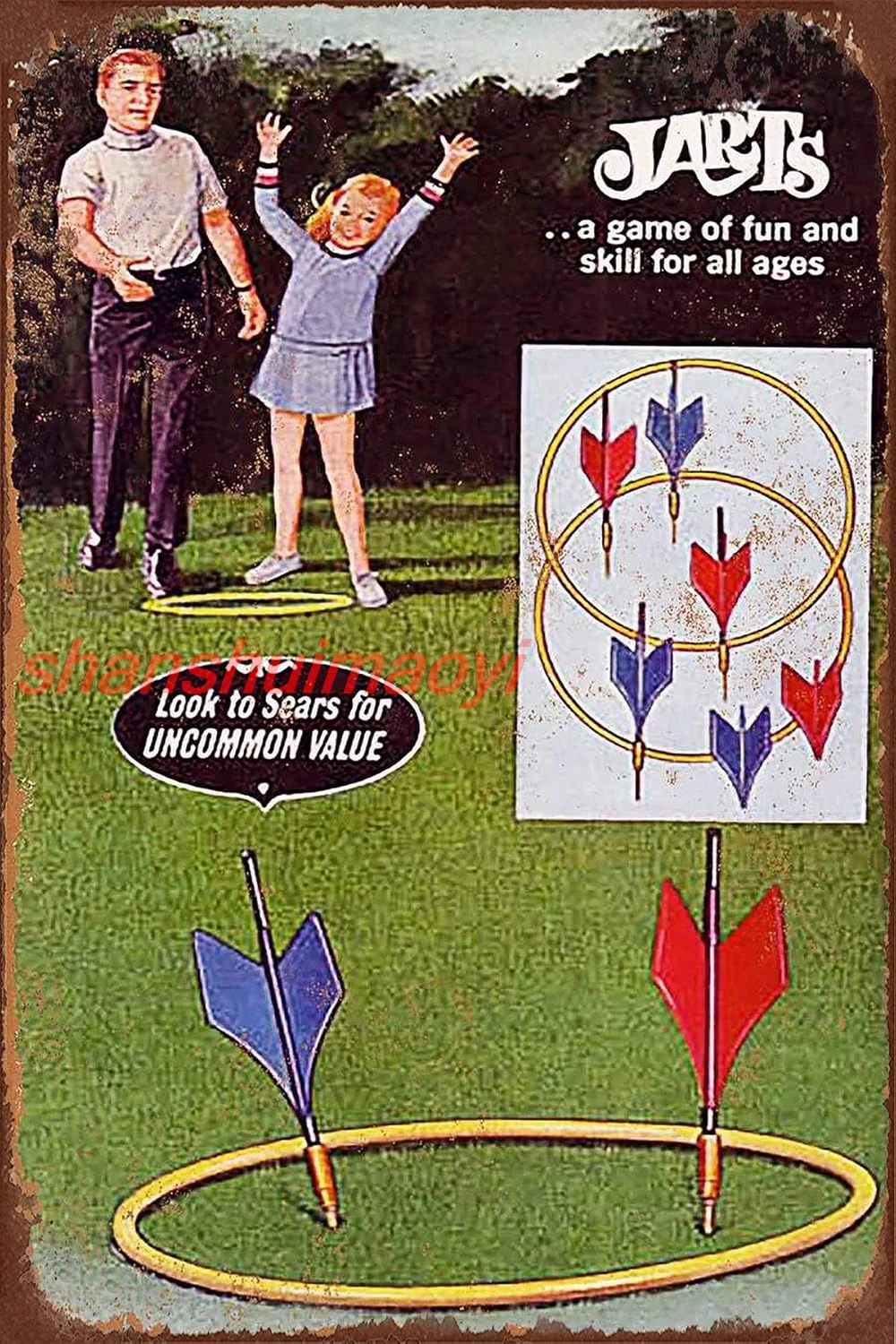 Great Tin Sign Aluminum Metal Sign 1969 Jarts Lawn Darts Game Vintage Look 8x12 Inch sign