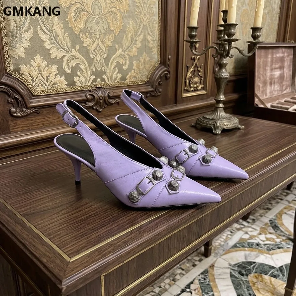 Women’s Pointed Toe Platform Sandals with Metal Buckle, Chunky High Heel, Ankle Strap, Chic Night Out & Party Shoes