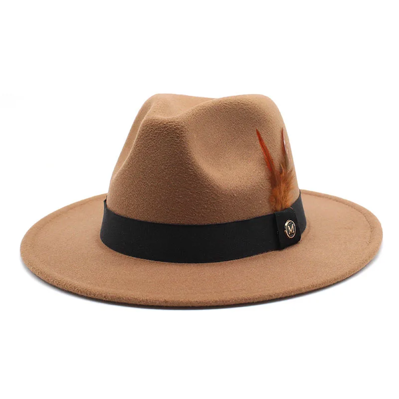 

Autumn And Winter New Panama Hat British Style All Match Flat Brim Fedora Hat Pink Wool Top Hat Men S And Women S Hats