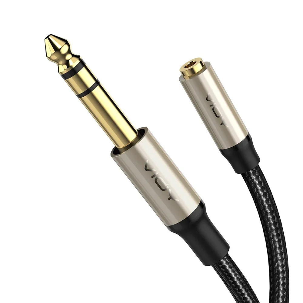 6.35mm To 3.5mm Headphone Adapter 1/4 Male To 1/8 Female TRS Stereo Jack Audio Extension Cord for Mixer Guitar Piano Amp Speaker