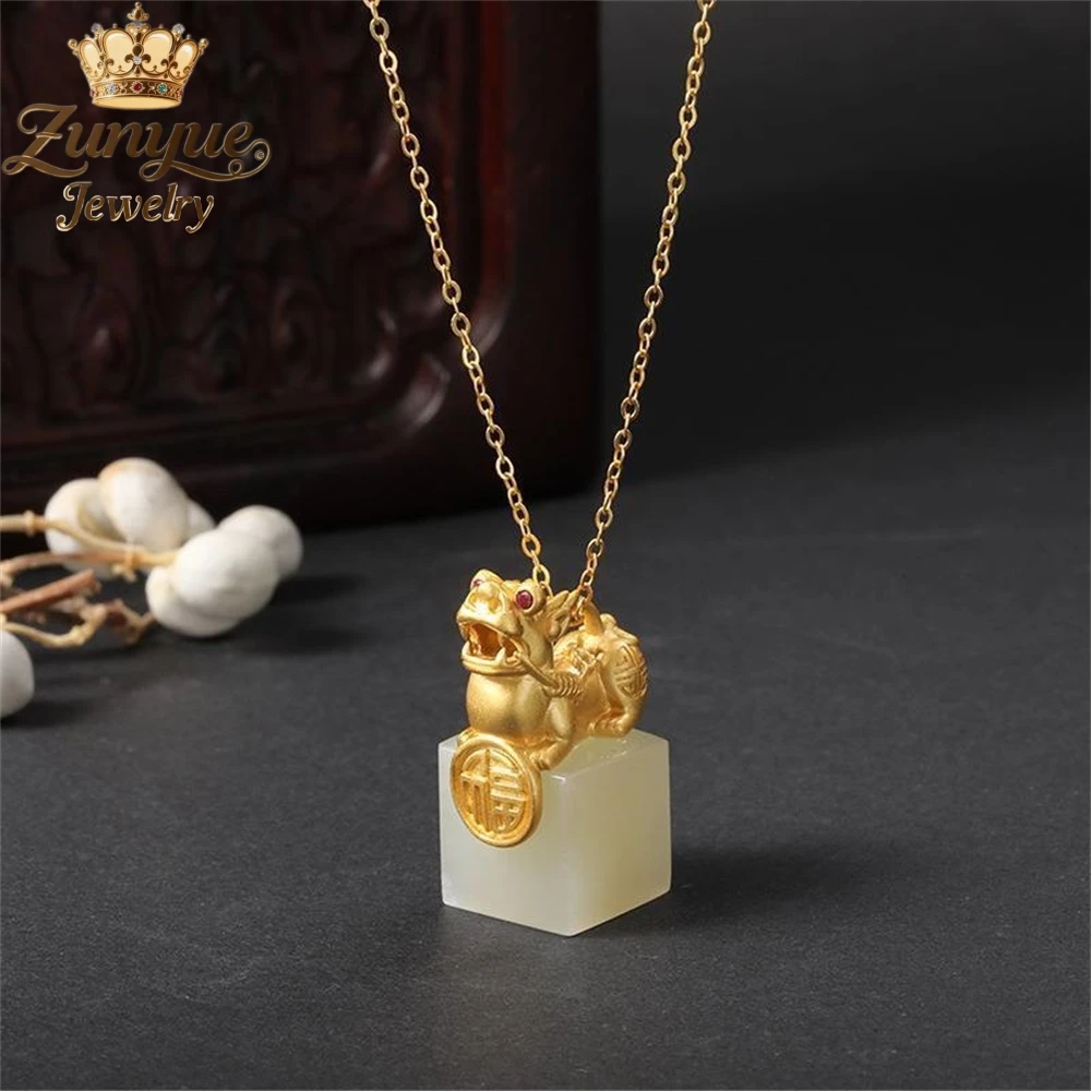 

Натуральный Hetian Jade Pi Xiu Печать Подвеска Ожерелье Роскошное Качество Ювелирных Изделий Лидер продаж Модные Ювелирные Изделия Подвески Элегантный Популярный Подарок