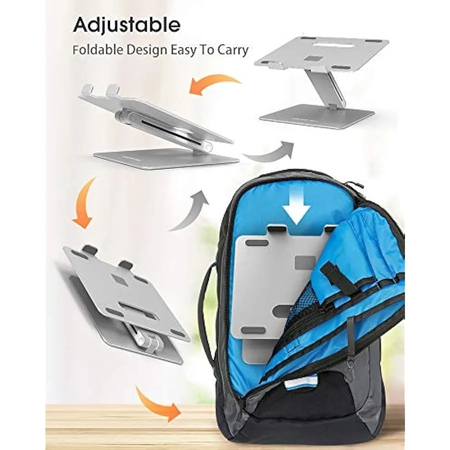 AboveTEK Portable Laptop Lap Desk w Retractable Mouse Pad Tray and Ergonomic Aluminum Notebook Desktop Holder for Desk