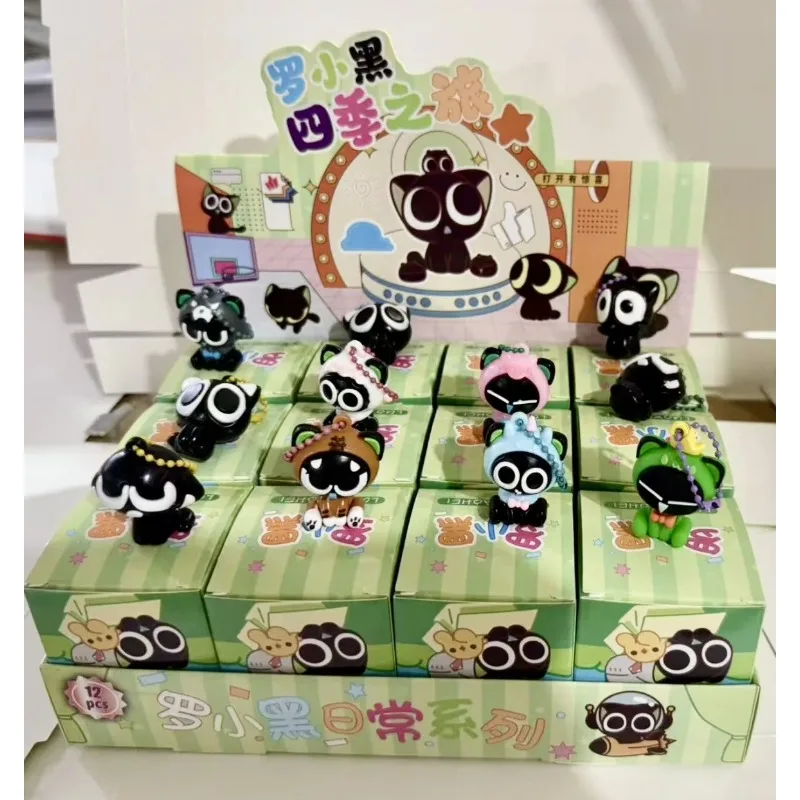 Boneka Kotak Kejutan Kawaiiro Little Black, dekorasi meja, mainan kotak kejutan Hole Fun, hadiah Natal