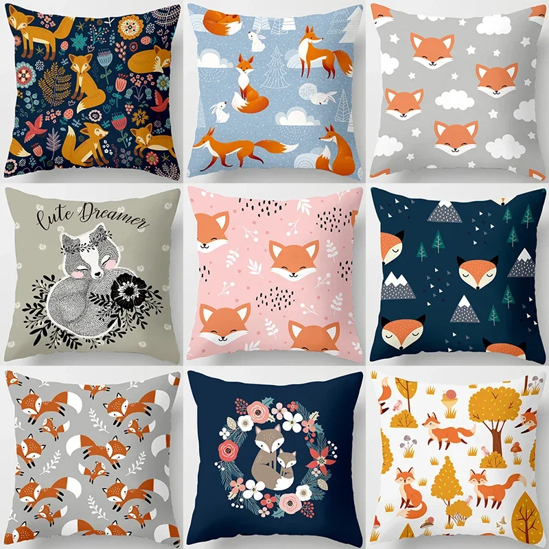 

Home Decor Cartoon Fox Animal Cushion Pillowcase Pillow Sofa Decoration