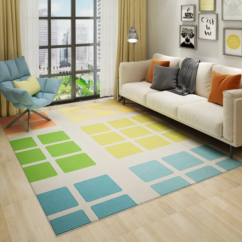 Modern simple rainbow living room carpet home tea table bedroom absorbent non-slip large area crystal velvet light luxury carpet