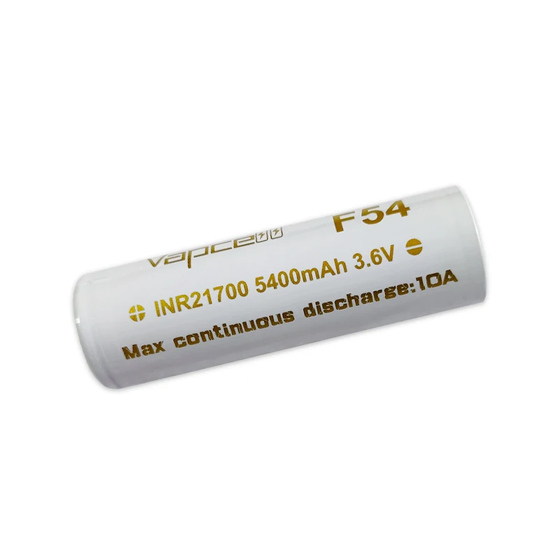 Vapcell Inr21700 5400mah 10a F54 Long Cycle Life 3.7V Li-ion Rechargeable Lithuim Ion 21700 Battery for Electric Car