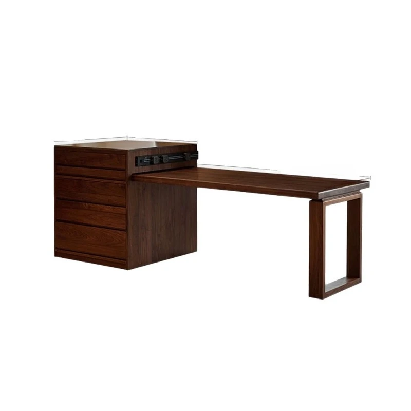North American black walnut rock slab island dining table integrated household storage retractable bar table multi-functional