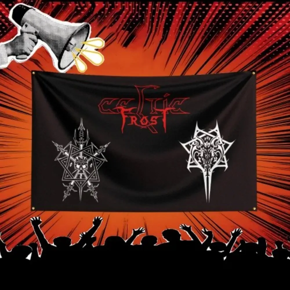 Celtic Frost Inspired Rock Music Flag  Polyester Banner For Bedroom Wall Decor Music Fans Gift