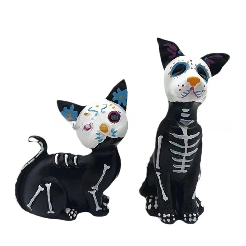 할로윈 수지 공예 유령 축제 장식 귀여운 작은 고양이와 개 장식품 죽은 날 선물