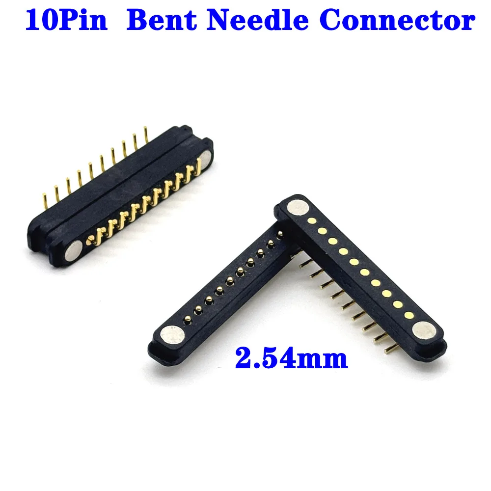 

100Pair 1A DC Magnetic Pogo Pin Connector 10Pin Pogopin Male Female Spring Connector 36V Waterproof DC Power Socket Bent Needle