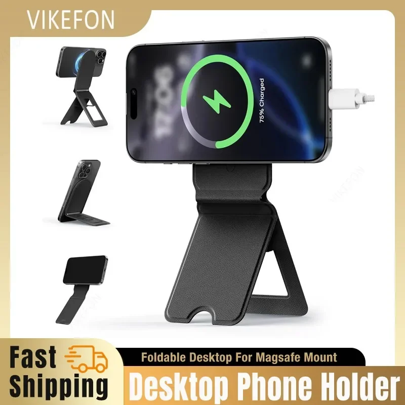 

Portable Lightweight Magnetic Phone Stand Pocket Cell Phone Magnet Smartphone Desktop Mount Vegan Leather Vlog Stick for Magsafe