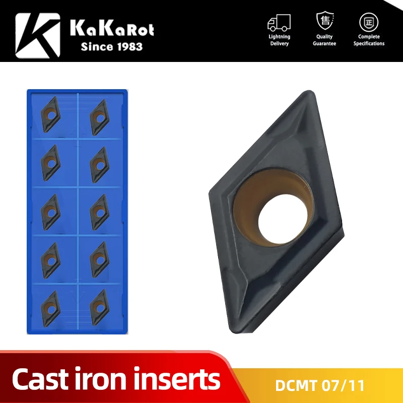 Kakarot Cast iron Carbide Insert DCMT070204 UC5115 DCMT11T304 DCMT11T308 Turning Tools CNC Lathe Cutter 10pcs Blade Plate Cutter