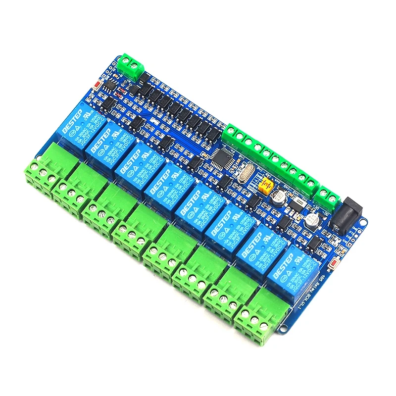 Módulo de relé TTL para Arduino RS485 modbus-rtu, controlador de interruptor de retardo de 8 canales, controlador Industrial PLC, 12V, 8 bits