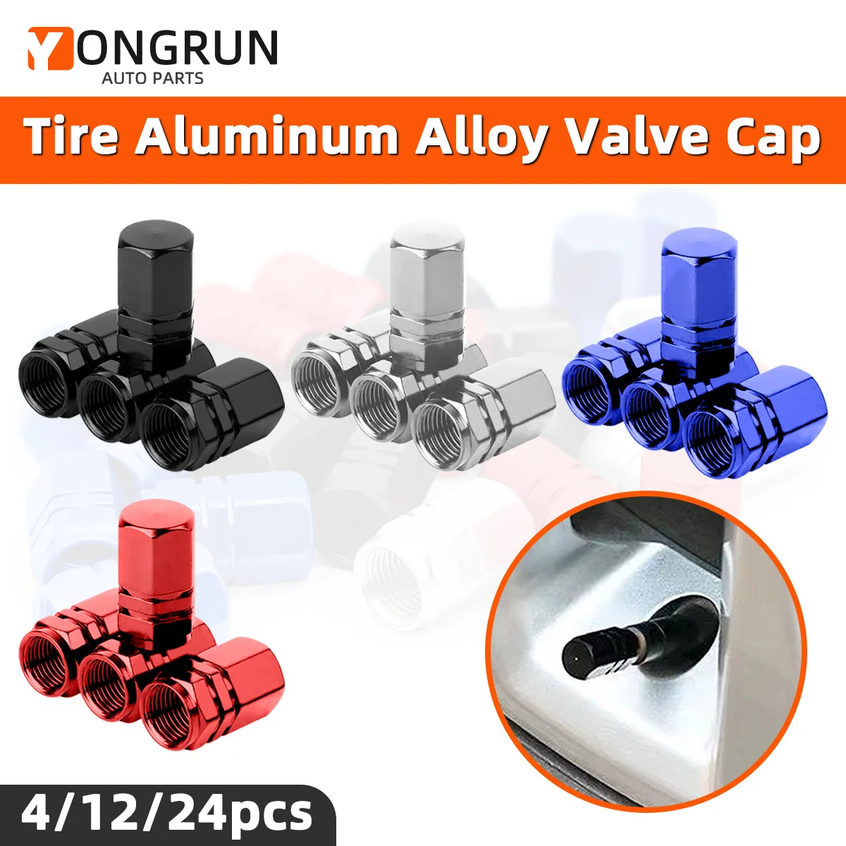 

YONGRUN 4pcs Automotive Tire Nozzle Cap Aluminum Alloy Dustproof And Waterproof Wheel Hub Nozzle Automotive Bicycle Motorcycle