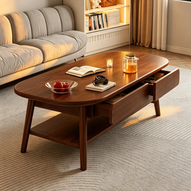 

Coffee table living room household small apartment table 2026 new log wind movable square balcony simple coffee table