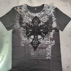 Camiseta Y2k para hombre, camiseta Retro con diseño de ala trasera, camiseta gótica de manga corta con cuello redondo, ropa para hombre, última novedad, camisa de moda
