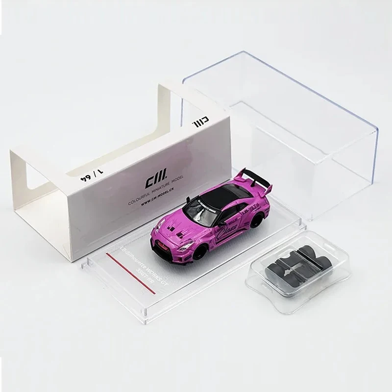 

CM In Stock 1:64 LBWK R35 GT35 RR Super Silhouette Class Pink Replaceable Wheels Diecast Car Model Toys