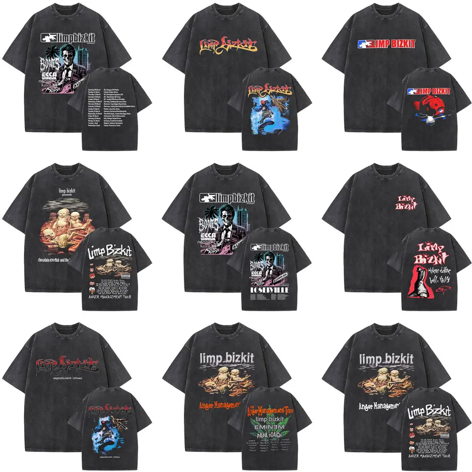 Washed Vintage Rock Band Limp Bizkit T-shirt Men Women Casual